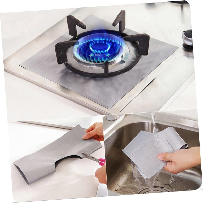 Gas Cooktop Burner Covers, Disposable Aluminum Foil Liners, 8 Piece Set, 25 x 25 cm Stove Surface Protection Against Oil, Grease and Food Spills - Image 4