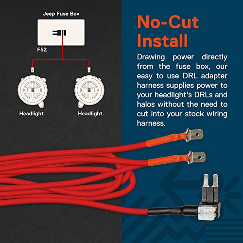 ONLINE LED STORE True Mods Headlight DRL Adapter Harness Kit Compatible w/Jeep 2018+ JL JT [2 x 25A Micro Blade Fuses] [Plug N Play] Wiring for Headlights w/Integrated LED Running Light 2018+ Wrangler Gladiator JT JL - Image 2