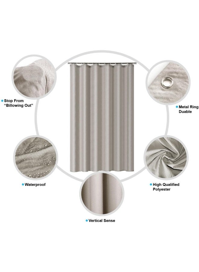 Home Queen Waffle Weave Shower Curtain Bath Liner with Soft Touch Water Repellent Bathroom Curtain Liner with Bottom Magnets and Reinforced Grommets 72 W x 72 L Inches Taupe - Image 2