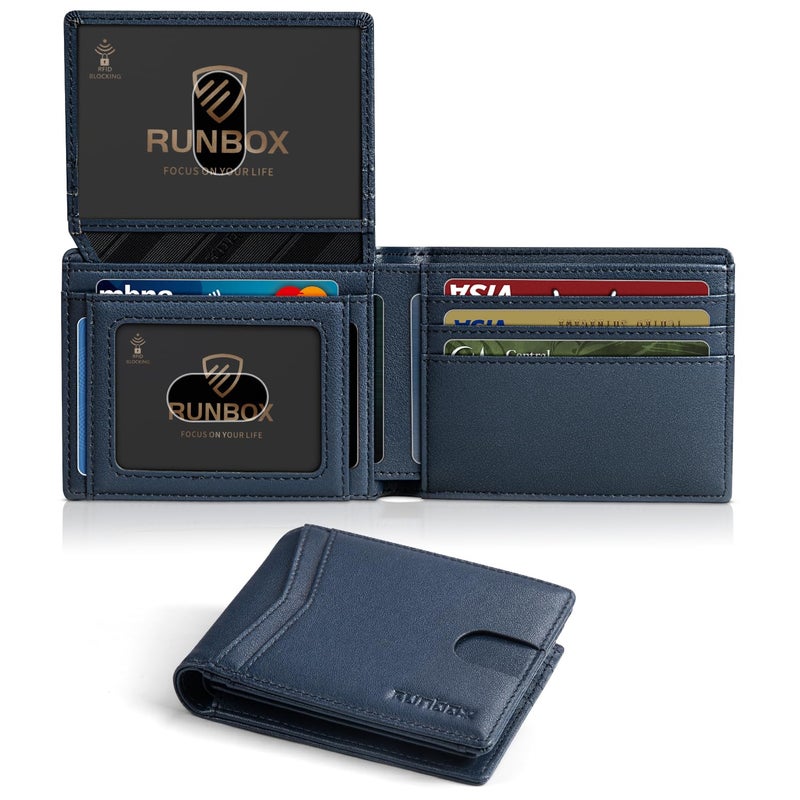 RUNBOX Wallet for Men and Women Slim Rfid Leather 2 ID Window With Gift Box - Image 5