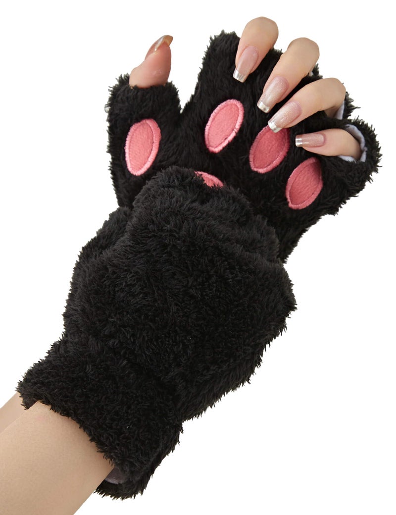 OTPEH Cat Paws Gloves Fingerless Bear Furry Paw Cute Hand Gear Cosplay Costume Accessories - Image 3