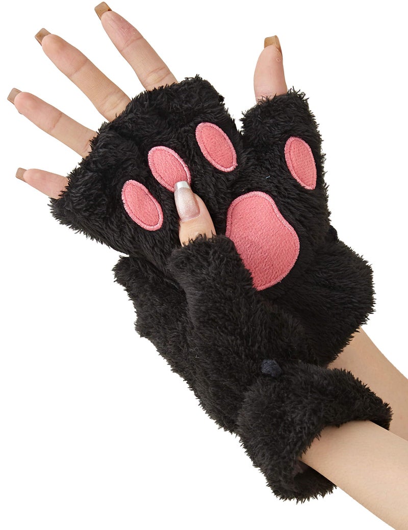 OTPEH Cat Paws Gloves Fingerless Bear Furry Paw Cute Hand Gear Cosplay Costume Accessories - Image 2