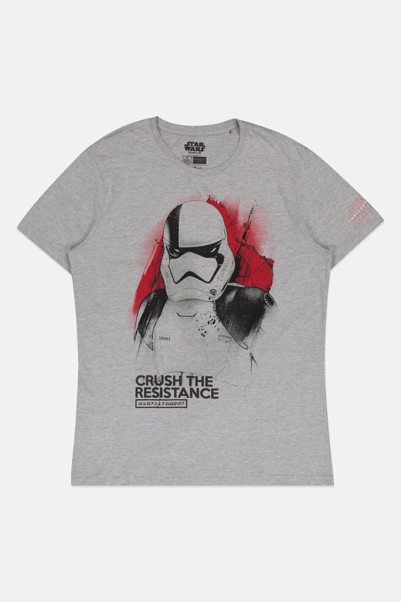 STAR WARS Men Crew Neck Short Sleeve Graphic Print T-Shirt, Heather Grey - Image 3