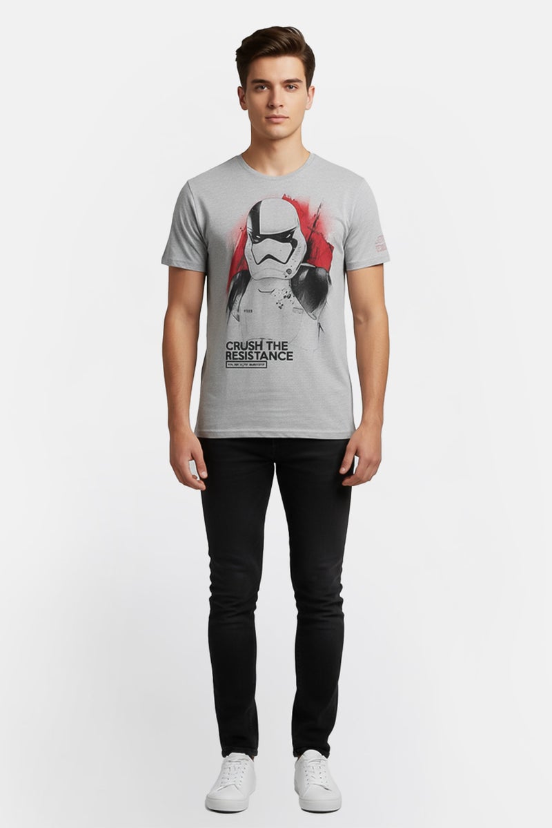 STAR WARS Men Crew Neck Short Sleeve Graphic Print T-Shirt, Heather Grey - Image 1