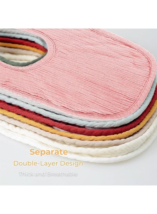 5Pcs Pure Cotton Baby Bibs Absorbent Bandana Drool Bibs for Toddlers Stylish Teething and Drooling Bibs for 0 to 36 Months of Age Red Orange Pink Blue Yellow  - Image 3