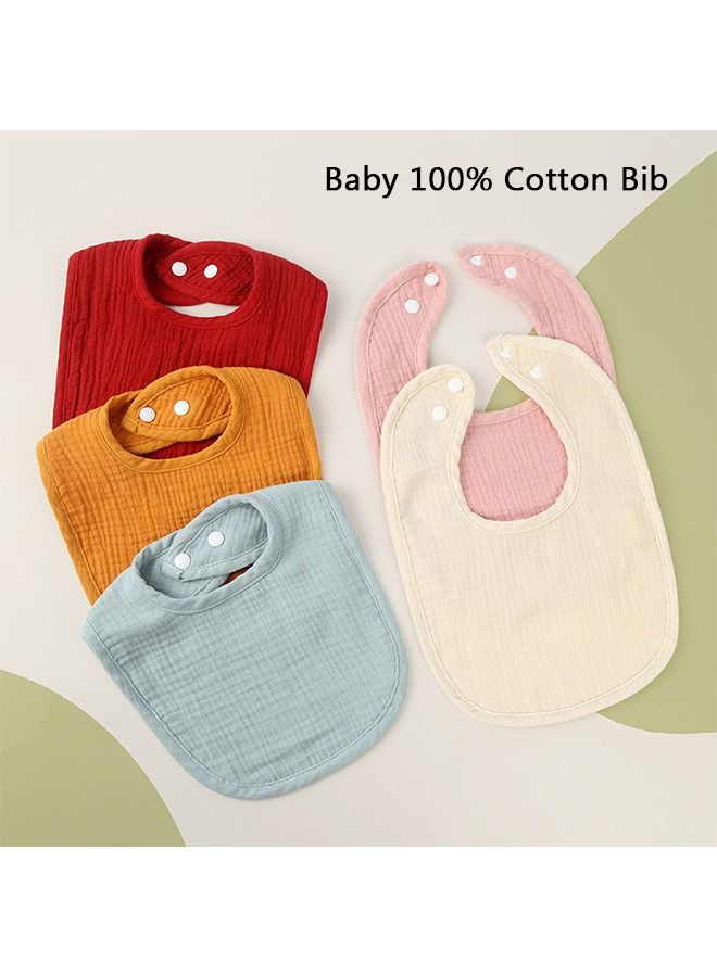 5Pcs Pure Cotton Baby Bibs Absorbent Bandana Drool Bibs for Toddlers Stylish Teething and Drooling Bibs for 0 to 36 Months of Age Red Orange Pink Blue Yellow  - Image 2