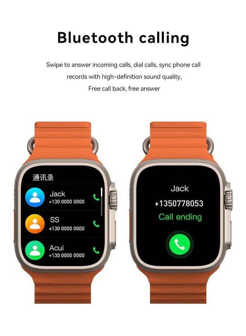 ساعه ذكيه X8+ الترا الجيل 8 (برتقالي) مزوده بشاحن وايرلس وتعمل من خلال تطبيق Wearfit pro