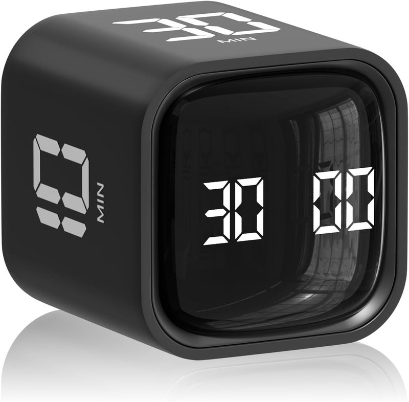 Wbacon Cube Pomodoro Timer, Desk Productivity Timer 5/10/30/60 Minutes & Custom Countdown, Adjustable & Silent Visual Timer, ADHD Tool Flip Rotating Portable Multi Timers for Study Task Work Kitchen School - Image 1