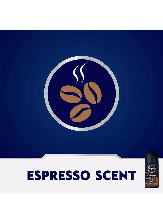 NIVEA Men Deep Black Carbon Espresso Roll-On, Antiperspirant for Men, Antibacterial, Roll-on 50ml - Image 4