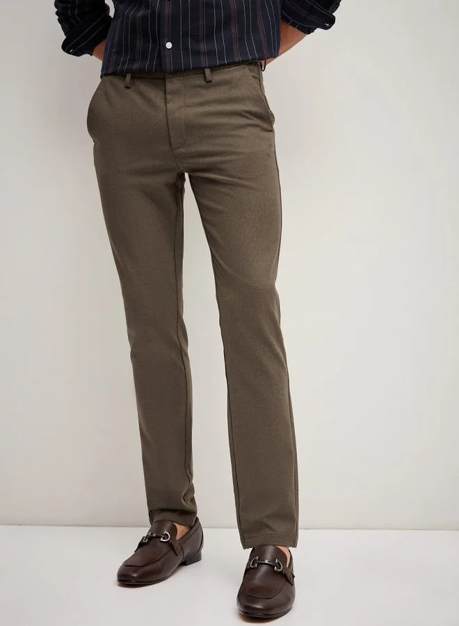 THE BEAR HOUSE Men's Brown 4 Way Stretch Formal Trouser Versatile Office and Travel Pants Comfortable Fit for Everyday Use Easy to Style Bottomwear for Work Weekend and Outings
