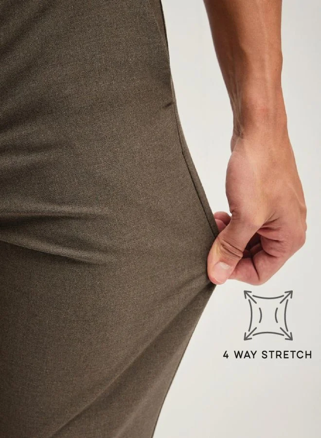 THE BEAR HOUSE Men's Brown 4 Way Stretch Formal Trouser Versatile Office and Travel Pants Comfortable Fit for Everyday Use Easy to Style Bottomwear for Work Weekend and Outings