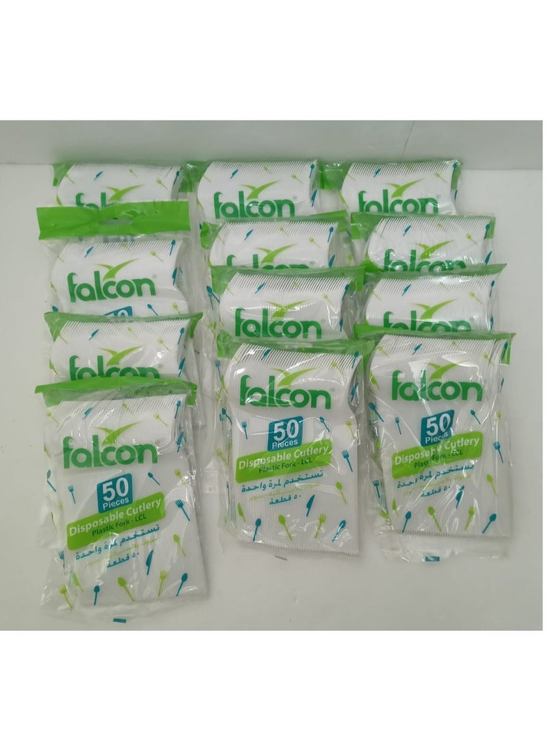 Falconpack Falcon  Pack Of 12   X 50 Pcs Plastic Forks White  600 Pcs - Image 2