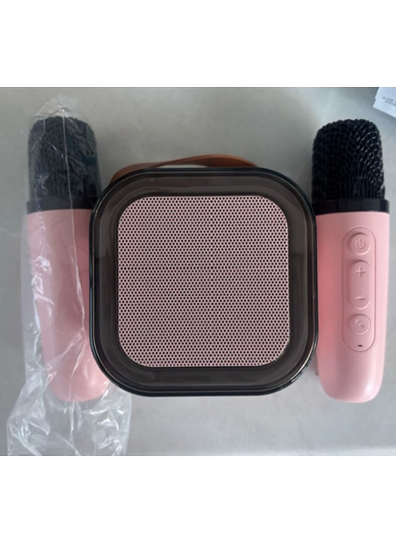 Generic Mini Karaoke Speaker Portable Speaker Bluetooth Karaoke Speaker With Dual Wireless Mic For Kids And Adults Mini Wireless Speaker With 2 mic  Light For Indoor And Outdoor Party And Birthday Bluetooth Speaker  - Image 2