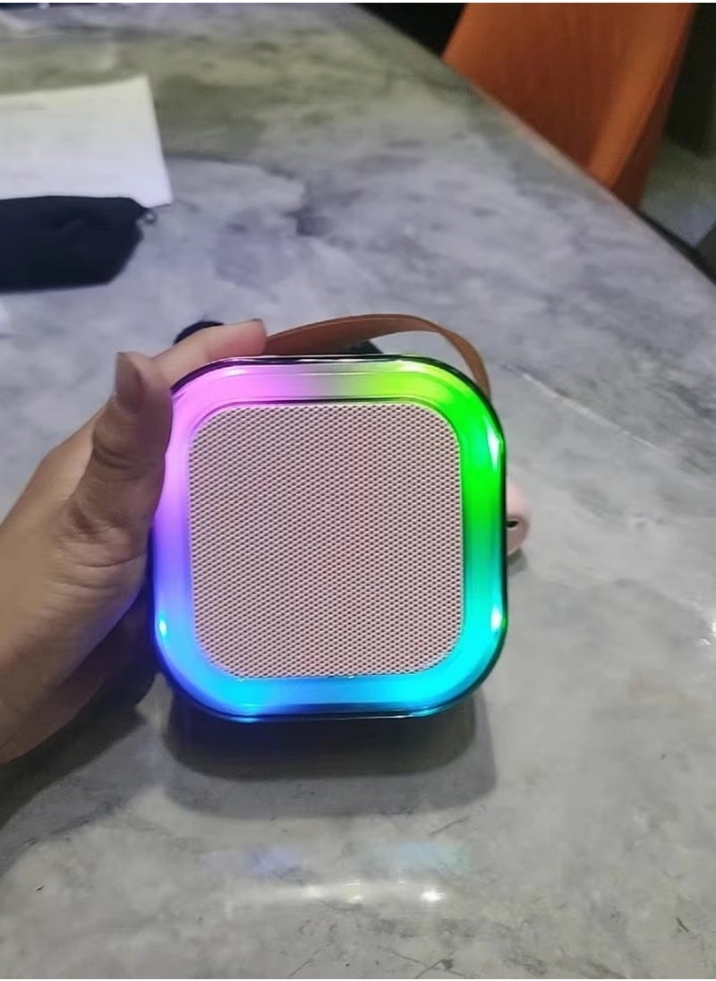 Generic Mini Karaoke Speaker Portable Speaker Bluetooth Karaoke Speaker With Dual Wireless Mic For Kids And Adults Mini Wireless Speaker With 2 mic  Light For Indoor And Outdoor Party And Birthday Bluetooth Speaker  - Image 3