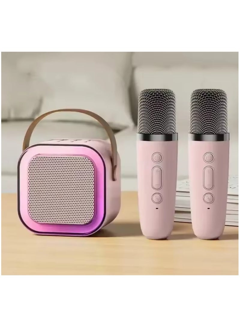 Mini Karaoke Speaker Portable Speaker Bluetooth Karaoke Speaker With Dual Wireless Mic For Kids And Adults Mini Wireless Speaker With 2 mic  Light For Indoor And Outdoor Party And Birthday Bluetooth Speaker - Image 3