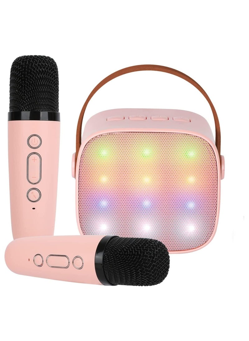 Generic Mini Karaoke Speaker Portable Speaker Bluetooth Karaoke Speaker With Dual Wireless Mic For Kids And Adults Mini Wireless Speaker With 2 mic  Light For Indoor And Outdoor Party And Birthday Bluetooth Speaker  - Image 1