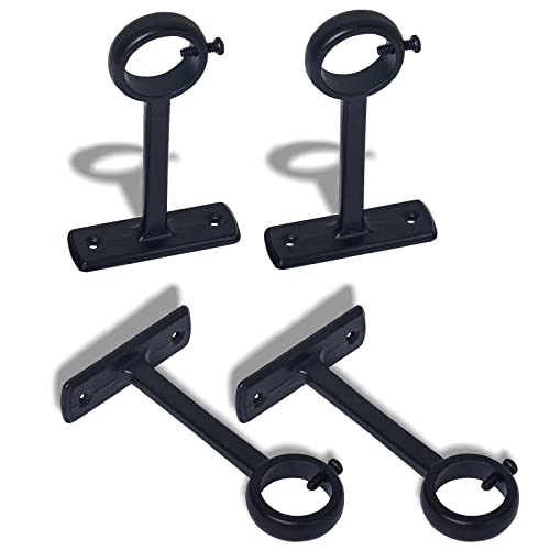 Kowibcl Curtain Bracket 4pc Ceiling Wall Mount Brackets Black - Image 1