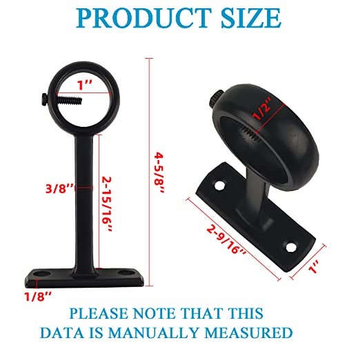 Kowibcl Curtain Bracket 4pc Ceiling Wall Mount Brackets Black - Image 3