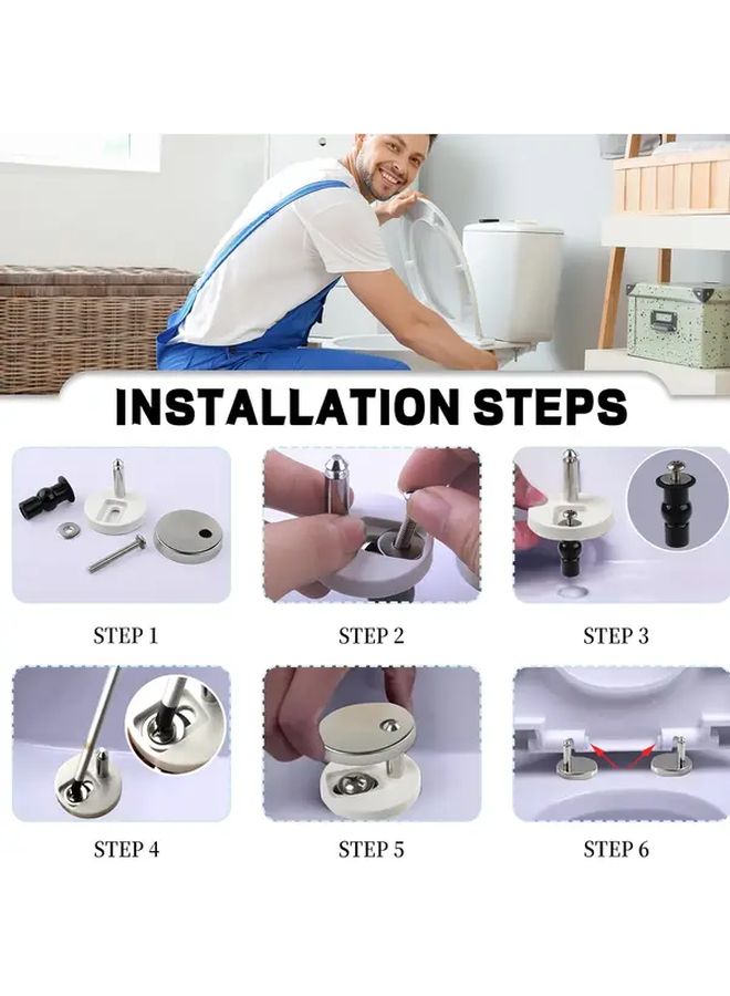 4pcs Heavy Duty Toilet Seat Bolt Kit Quick Release Easy Install No Tools Needed Durable Metal Modern - Image 4