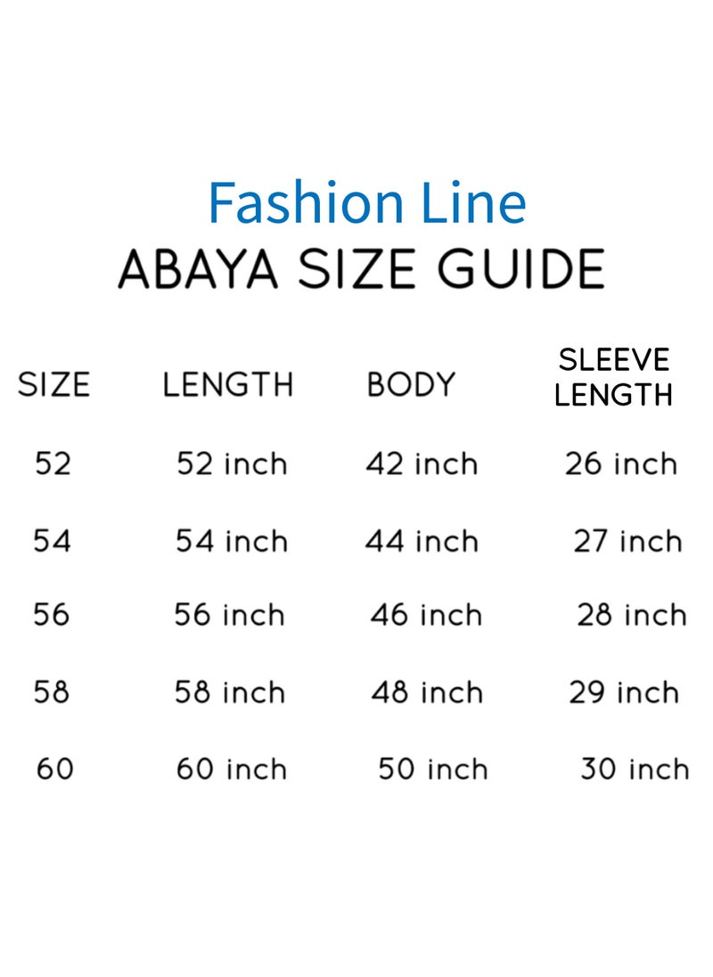 FASHION LINE - Unique Design Abaya V-Open Neck Sleeve Embroidered with Teal Blue - Image 1