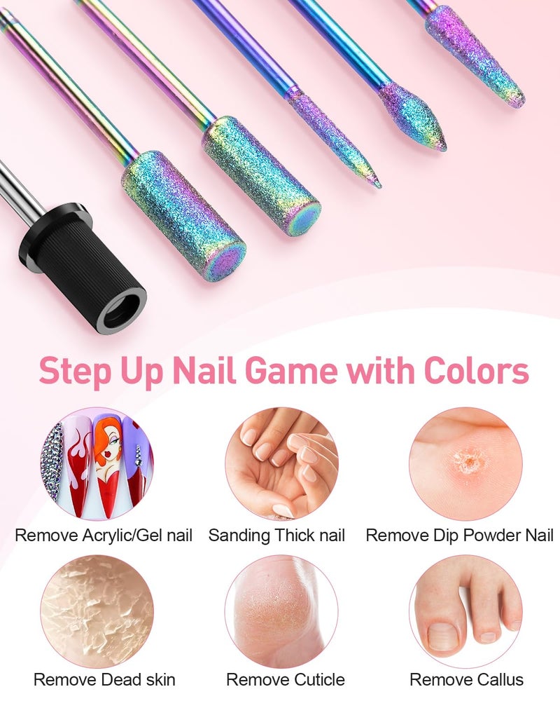 Subay Electric Nail Drill, Portable Electric Nail File for Acrylic Gel Nails, Manicure Pedicure Tool with 6 Bits and 26 Sanding Bands for Home and Salon Use - Pink - Image 4