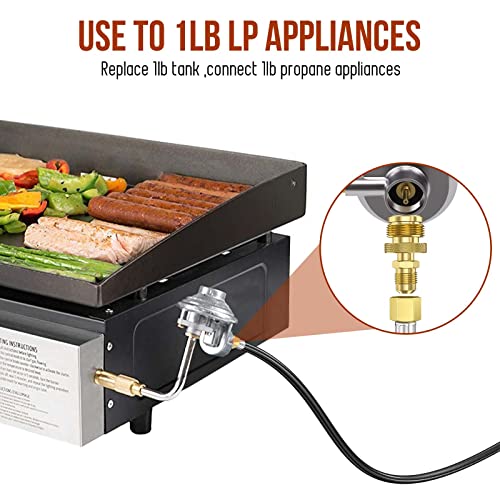 Alloxity 12 FT Propane Quick Connect Hose for RV to Gas Grill, 1/4" Quick to 3/8" Female Nut, with Adapter 1lb Appliances to 5-40lb Tanks for Weber/Coleman/Blackstone Grill, Buddy Heater, Smoker, Camping Stove - Image 5