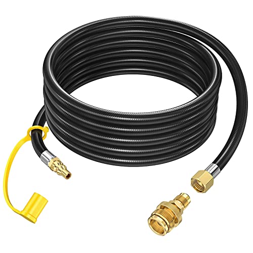 Alloxity 12 FT Propane Quick Connect Hose for RV to Gas Grill, 1/4" Quick to 3/8" Female Nut, with Adapter 1lb Appliances to 5-40lb Tanks for Weber/Coleman/Blackstone Grill, Buddy Heater, Smoker, Camping Stove - Image 1