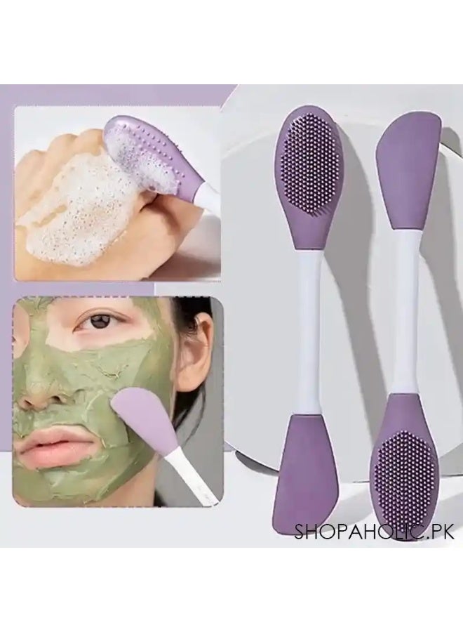 فرش، فرشاة قناع الوجه المصنوعة من السيليكون ذات الطرفين، فرشاة تنظيف الوجه، أقنعة الوجه الناعمة الفاخرة، أداة وضع الكريم، غسول الجسم، مرطب، قطعة واحدة بألوان متنوعة - Image 2