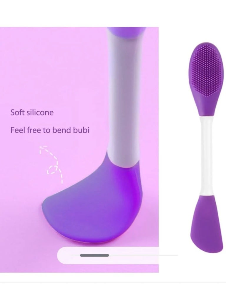 فرش، فرشاة قناع الوجه المصنوعة من السيليكون ذات الطرفين، فرشاة تنظيف الوجه، أقنعة الوجه الناعمة الفاخرة، أداة وضع الكريم، غسول الجسم، مرطب، قطعة واحدة بألوان متنوعة - Image 1