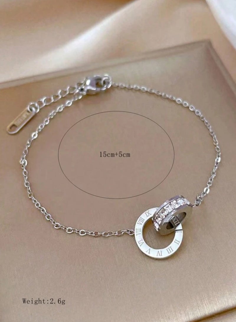 إيكوال اسوارة نسائية أنيقة من الاستانلس ستيل مطلية باللون الفضي - Image 3