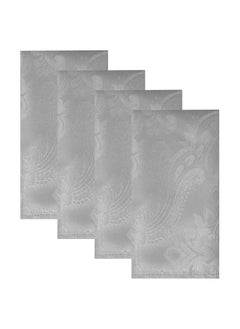 RARELY Set of 4 Silver Elegance Damask Table Fabric Napkins Handkerchief Wedding 17 x 17inch  - Image 1