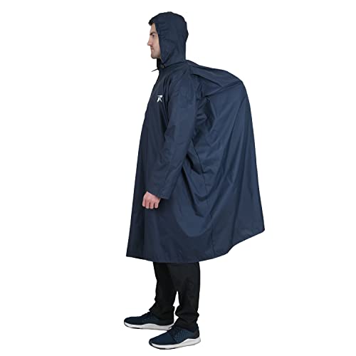ROCKSPORT Unisex Hooded Rain Poncho for Adult, Polyester Waterproof, lightweight,Reusable& Packable, Long Sleeve & One Size Fits Most, Free Size (Blue) - Image 1