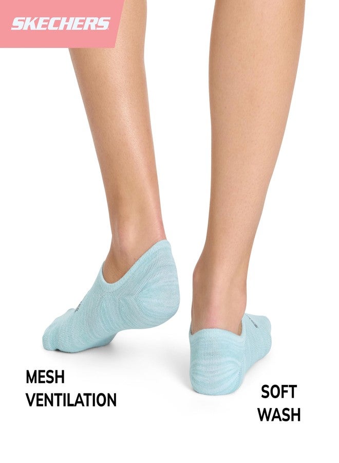 Skechers Women's Slip-Ins 6-Pack No Show Liners, Blue/Aqua, 9-11 - Image 4