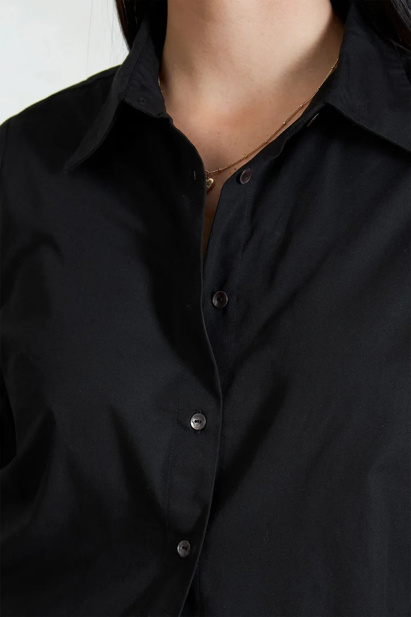 فيرجيو Cotton Black Workwear Shirts With Long Sleeves for Women