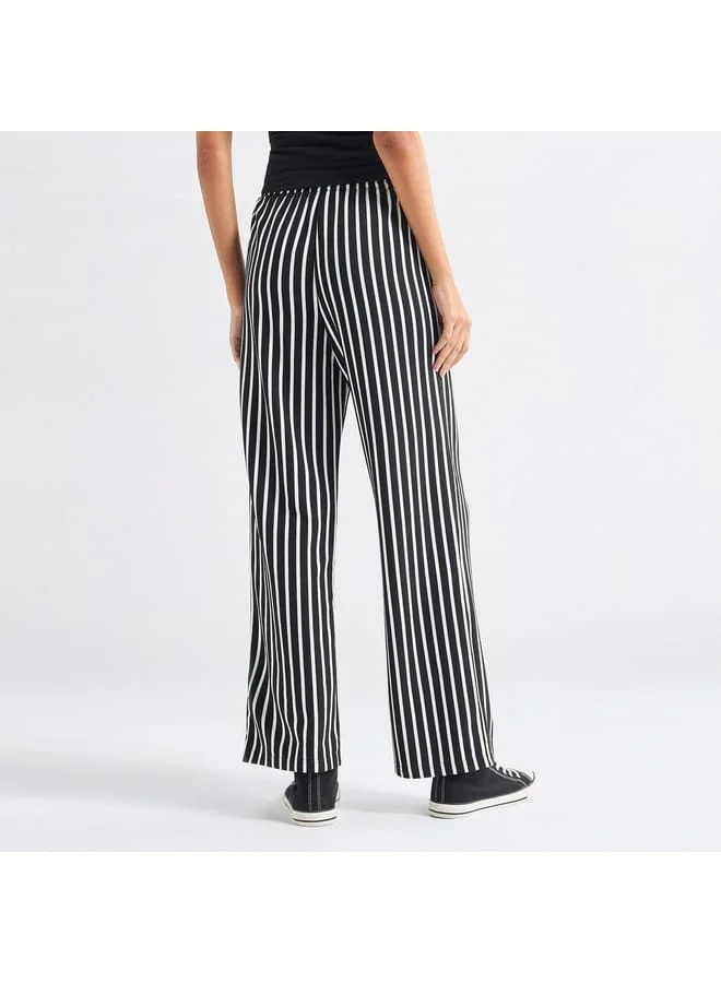 Splash FAV Striped Wide Leg Pants with Drawstring Closure