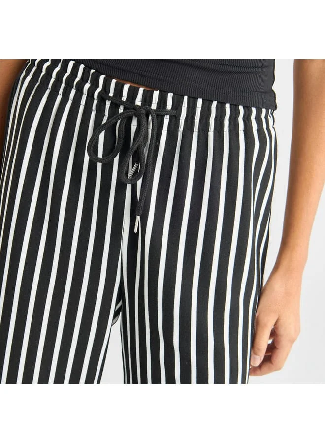 Splash FAV Striped Wide Leg Pants with Drawstring Closure