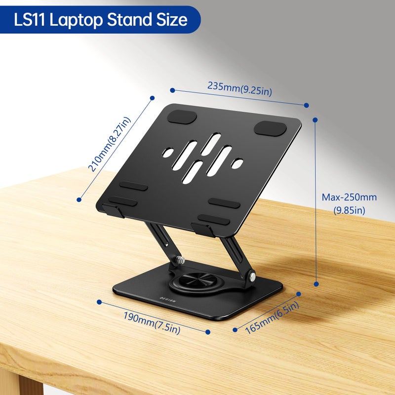 BESIGN LS11 Laptop Stand with 360Â° Rotating Base, Ergonomic Adjustable Notebook Holder, Riser Holder Computer Stand Compatible with Air, Pro, Dell, HP, Lenovo More 10-14" Laptops (Black) - Image 5