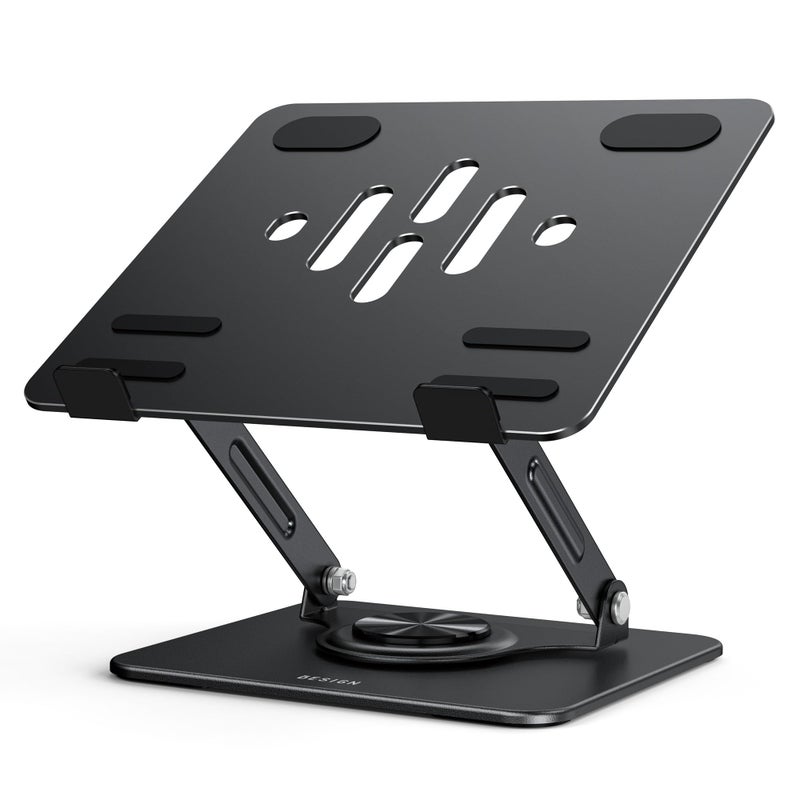 BESIGN LS11 Laptop Stand with 360Â° Rotating Base, Ergonomic Adjustable Notebook Holder, Riser Holder Computer Stand Compatible with Air, Pro, Dell, HP, Lenovo More 10-14" Laptops (Black) - Image 2