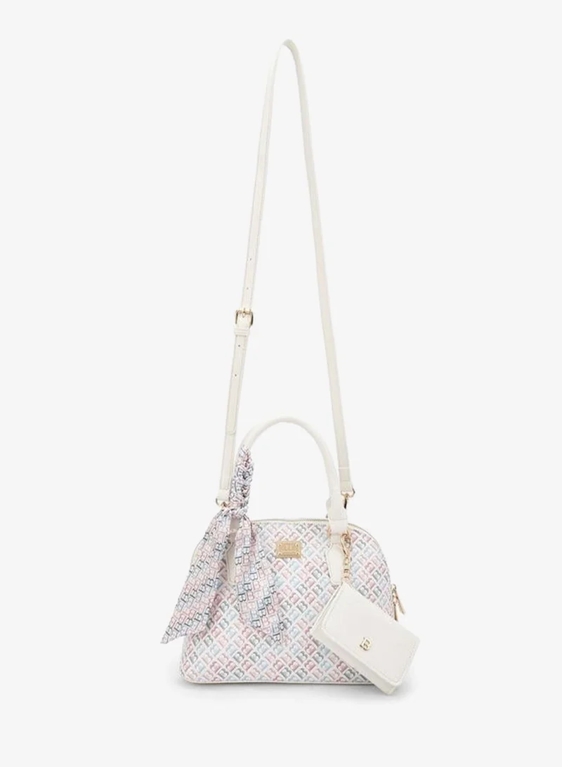 Flora Bella By Shoexpress Flora Bella Monogram Print Crossbody Bag with Scarf Accent