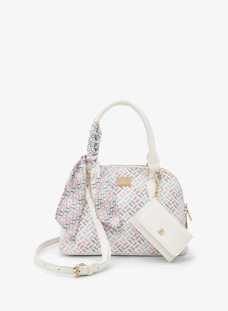 Flora Bella Monogram Print Crossbody Bag with Scarf Accent