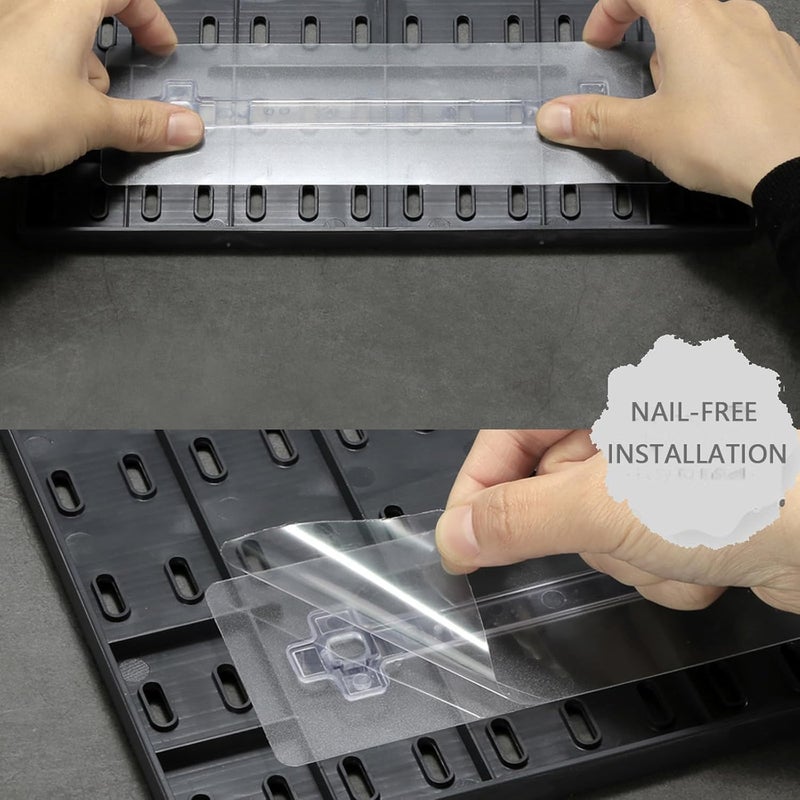 UREVO Modular Pegboard Wall Organizer Kit - 2 Pegboards with 10 Accessories, No Drill Installation, Space-Saving Storage for Kitchen, Office, Bathroom (Black) - Image 5