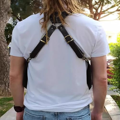 GREUS Men’s Underarm Shoulder Holster Bag Vintage PU Leather Crossbody Chest Pouch Adjustable Anti-Theft Travel Wallet Phone Bag - Image 4
