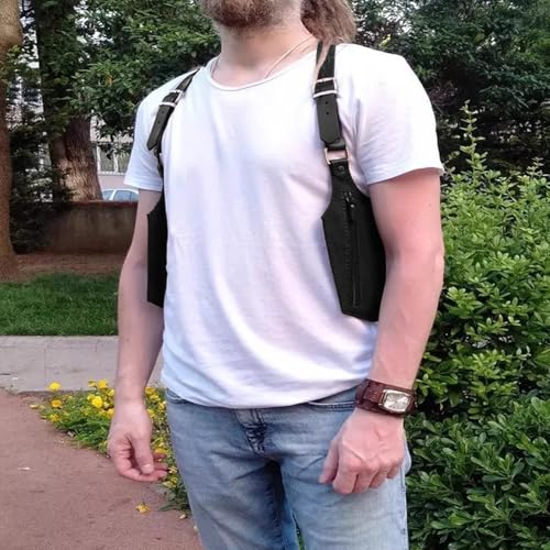 GREUS Men’s Underarm Shoulder Holster Bag Vintage PU Leather Crossbody Chest Pouch Adjustable Anti-Theft Travel Wallet Phone Bag - Image 3