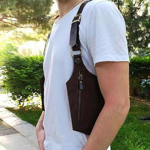 GREUS Men’s Underarm Shoulder Holster Bag Vintage PU Leather Crossbody Chest Pouch Adjustable Anti-Theft Travel Wallet Phone Bag - Image 2