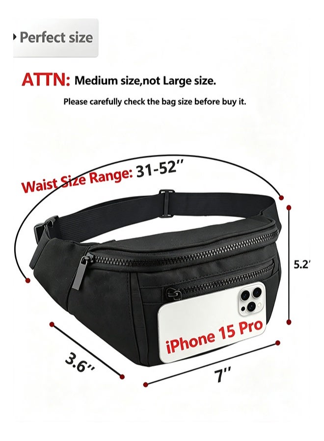 Fanny Pack for Men Women,Crossbody Waist Bag Pack,Belt Bag for Travel Walking Running Hiking Cycling,Easy Carry Any Phone,Wallet, Black, One Size, Fashion - Image 3