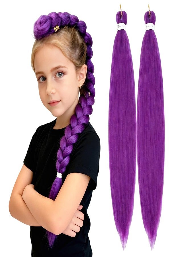 Eavkoar Long Purple Pre-stretched Synthetic Braiding Hair for Cornrows, Texture Purple Hair Extensions for Stage Performances Halloween Cosplay 26 inch Music Girl Group Role Play - Image 4