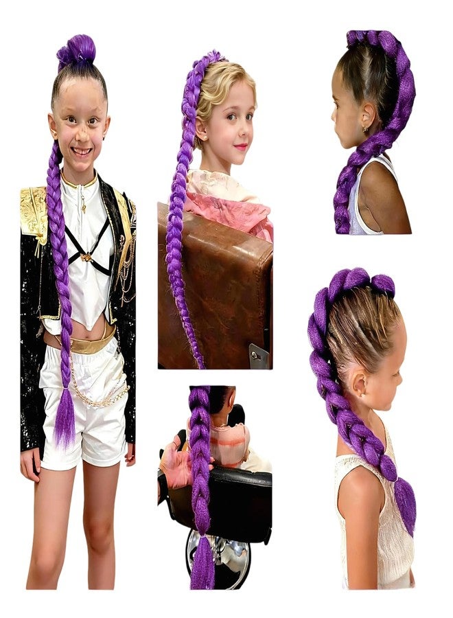 Eavkoar Long Purple Pre-stretched Synthetic Braiding Hair for Cornrows, Texture Purple Hair Extensions for Stage Performances Halloween Cosplay 26 inch Music Girl Group Role Play - Image 5