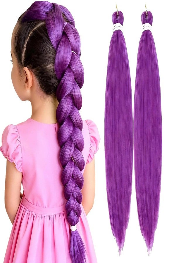 Eavkoar Long Purple Pre-stretched Synthetic Braiding Hair for Cornrows, Texture Purple Hair Extensions for Stage Performances Halloween Cosplay 26 inch Music Girl Group Role Play - Image 1