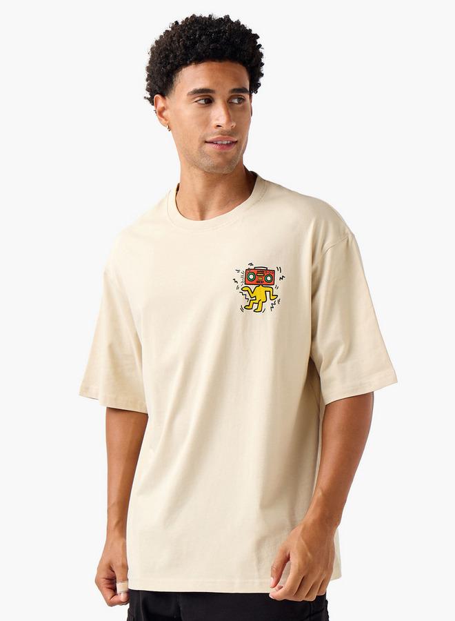 سبلاش فيڤ تيشيرت رجالي مطبوع برسومات بياقة دائرية وأكمام قصيرة بقصة عادية - Image 3