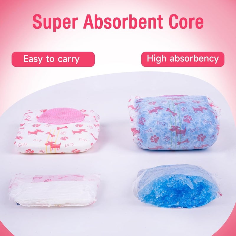 Pet Soft Dog Nappies for Female Dogs, Pack of 50 Disposable Nappies for Dogs and Cats, Highly Absorbent Cat Nappies, Heat Pants for Female Dogs, with Adjustable Tail Hole (S-50 Pieces) - Image 4